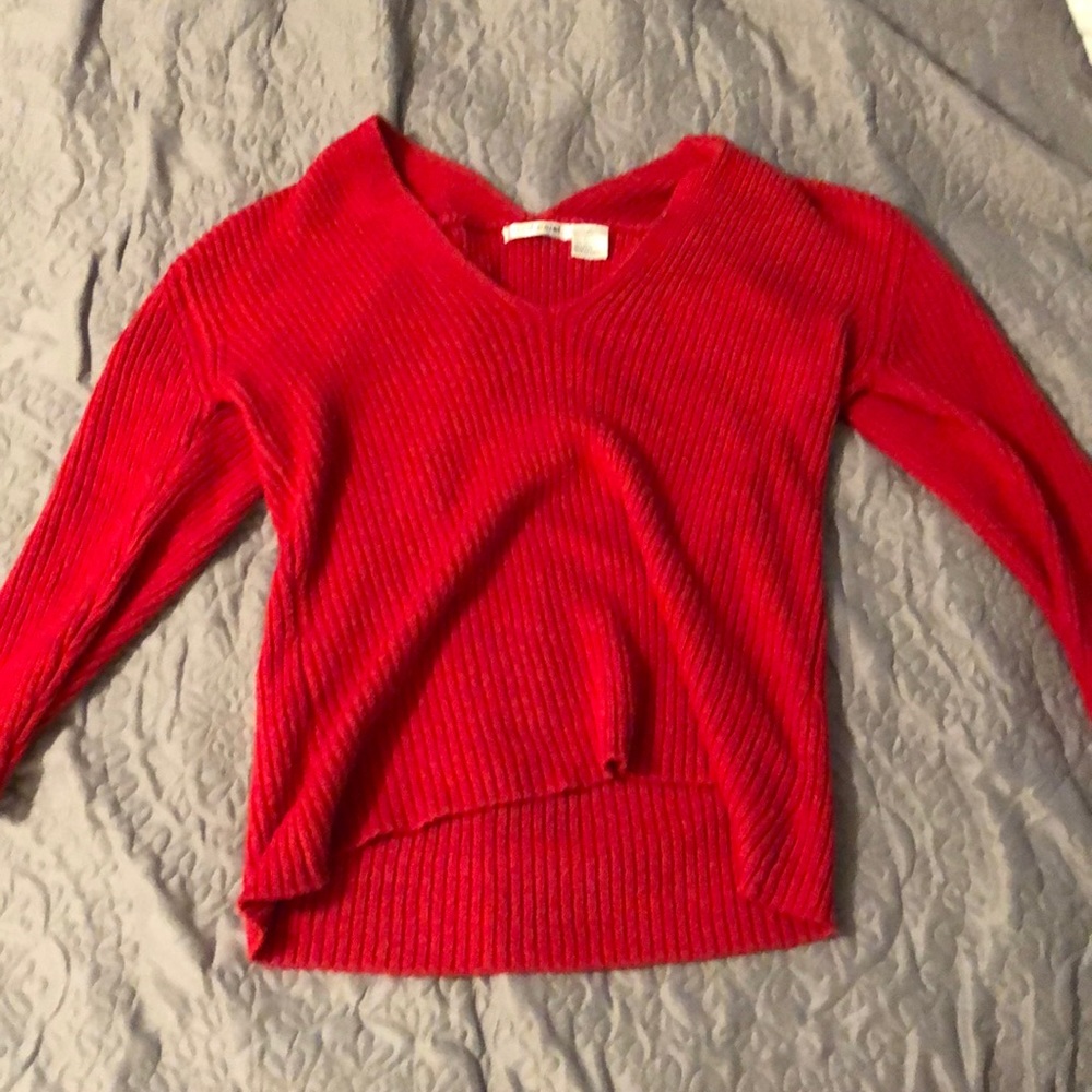 Wide neck red slim fit sweater